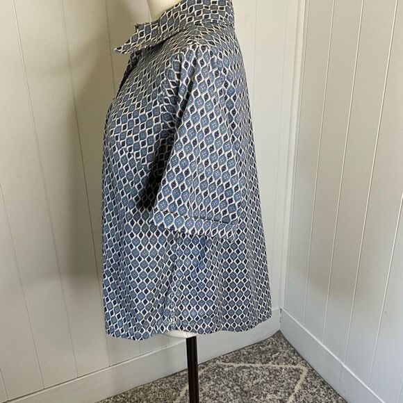 Vintage Kerrybrooke Sears Womens Size Large Polo Shirt Blue Diamond Pattern - Picture 7 of 10